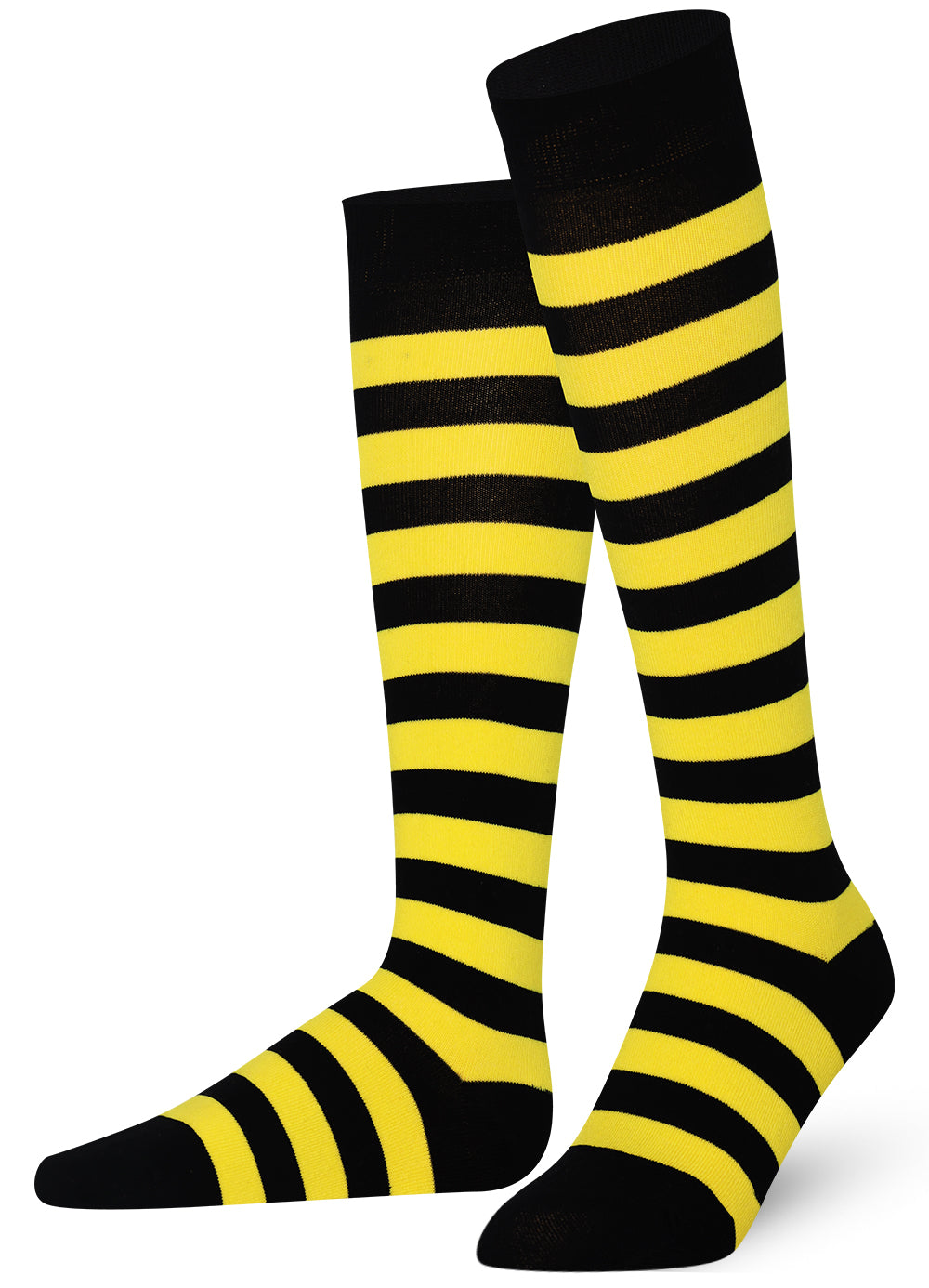 Black and yellow striped knee-high socks