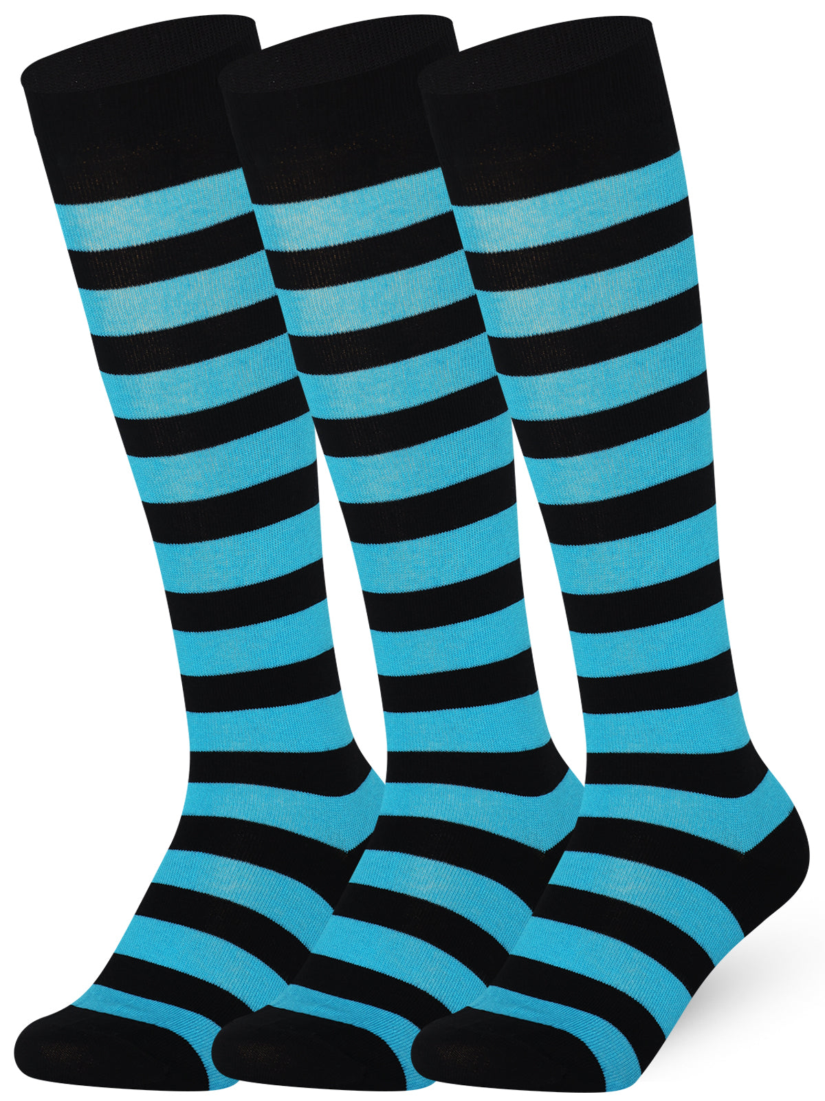 Mysocks Stripe 3 Pairs Knee High Socks | Combed Cotton & Seamless Toe