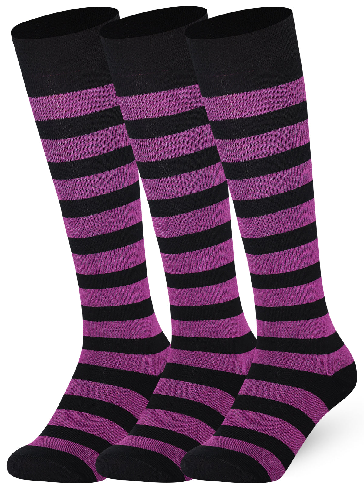Mysocks Stripe 3 Pairs Knee High Socks | Combed Cotton & Seamless Toe