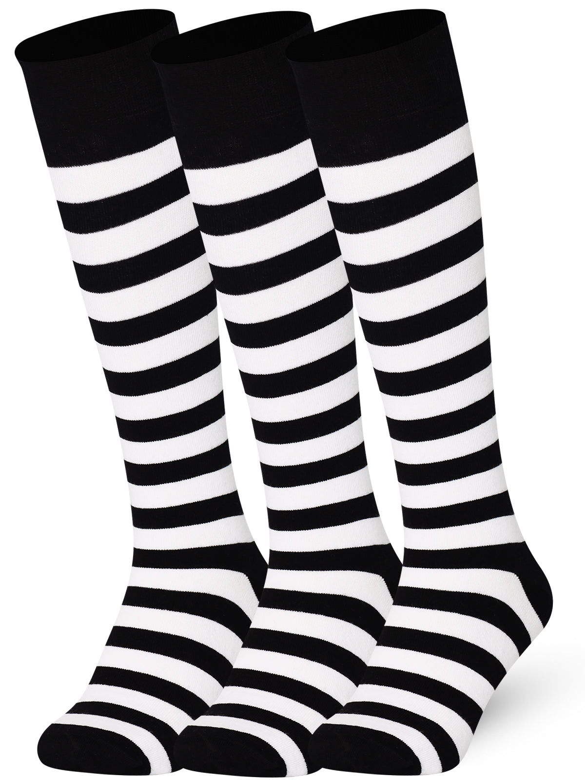 Mysocks Stripe 3 Pairs Knee High Socks | Combed Cotton & Seamless Toe