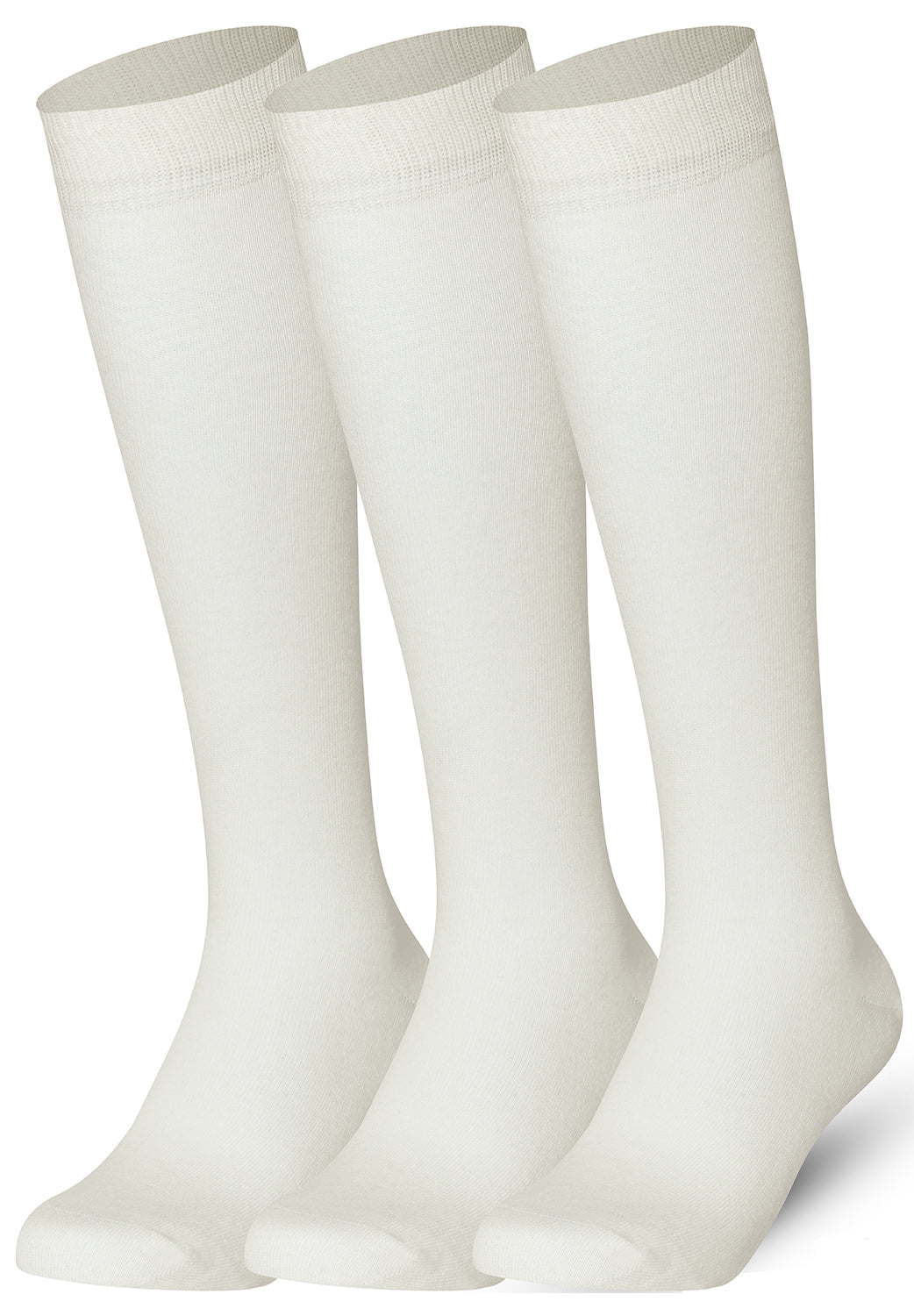 Plain Cream Mysocks knee high socks made of extra fine combed cotton.