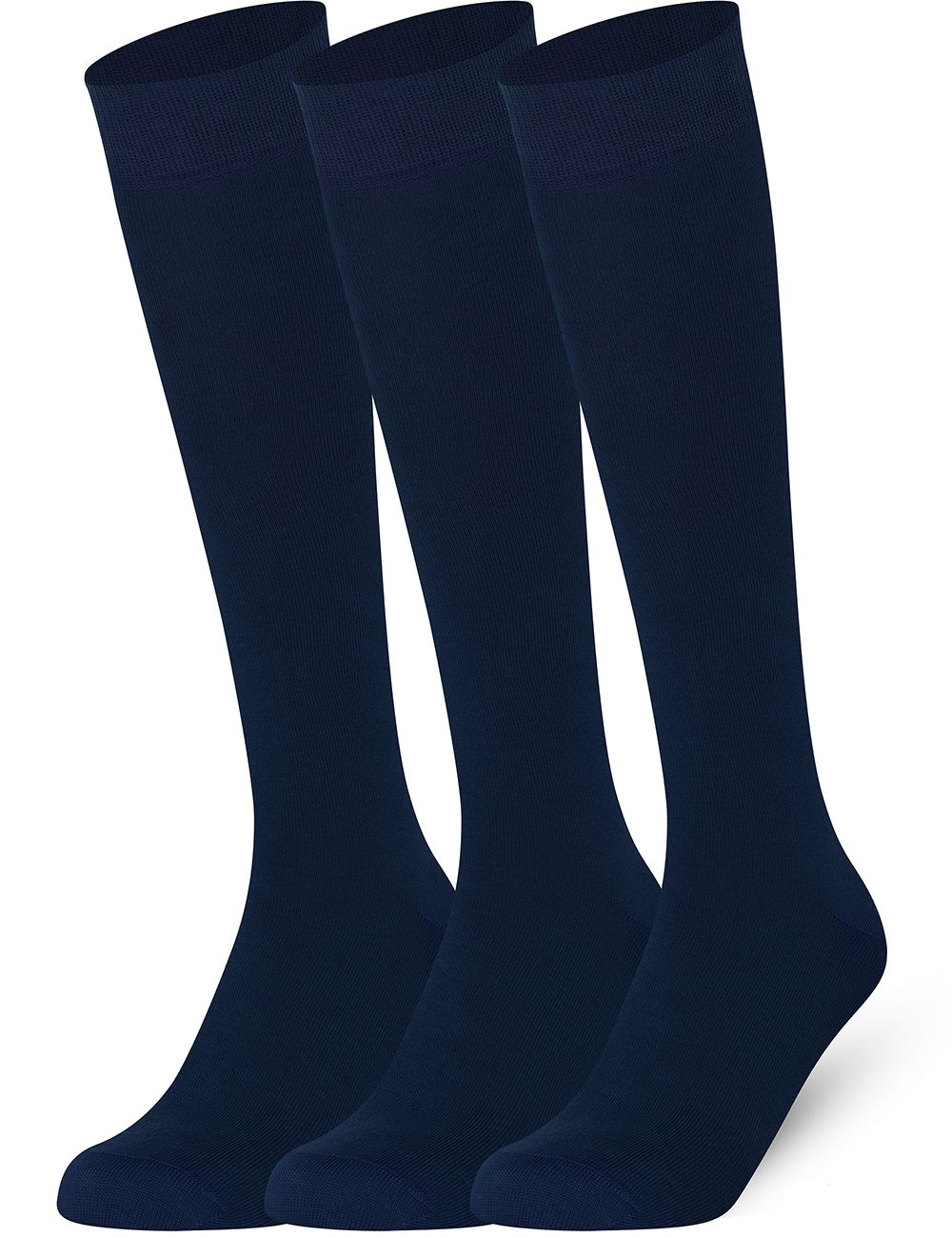 Plain Navy Mysocks knee high socks made of extra fine combed cotton.