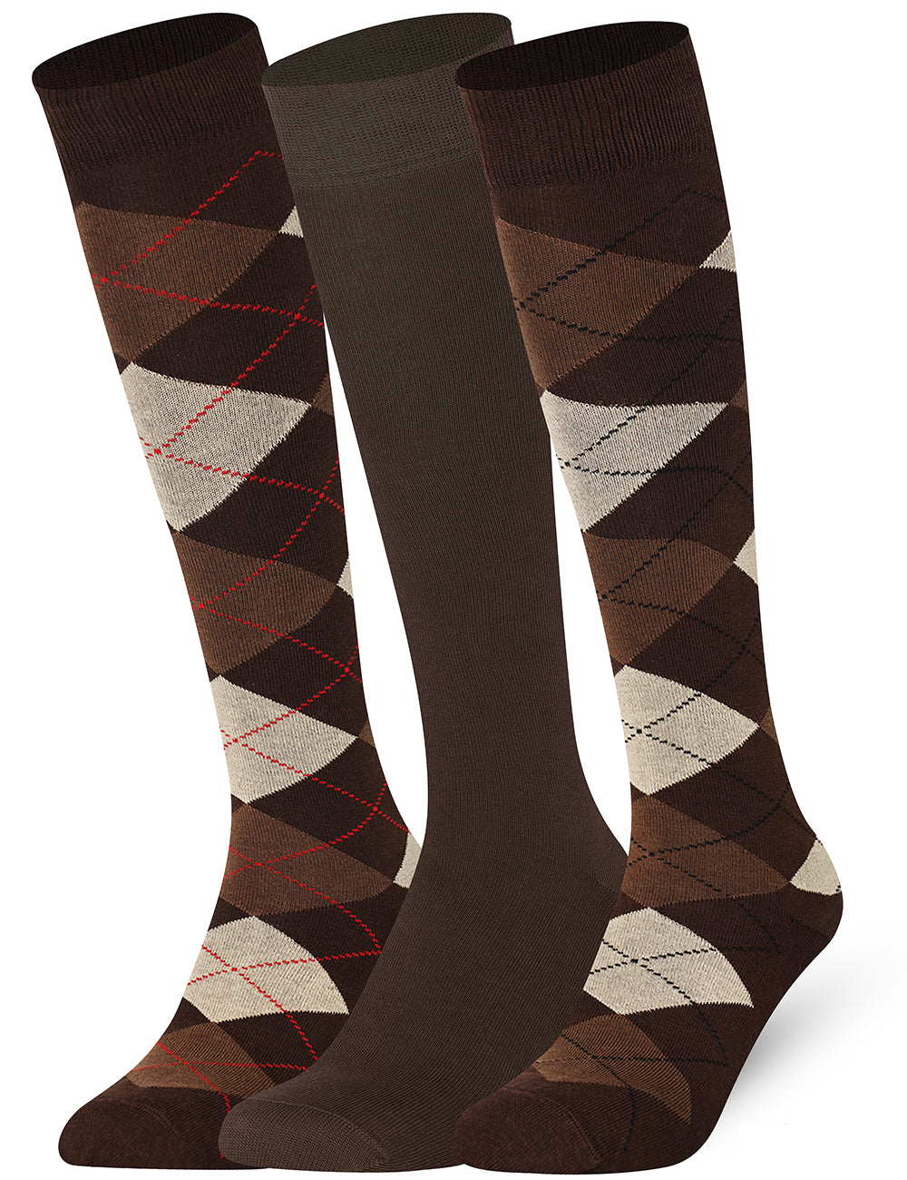 Brown Mix Mysocks knee high socks made of extra fine combed cotton.