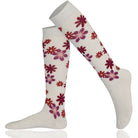 White knee-high socks with floral pattern 
