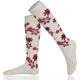 White knee-high socks with floral pattern 