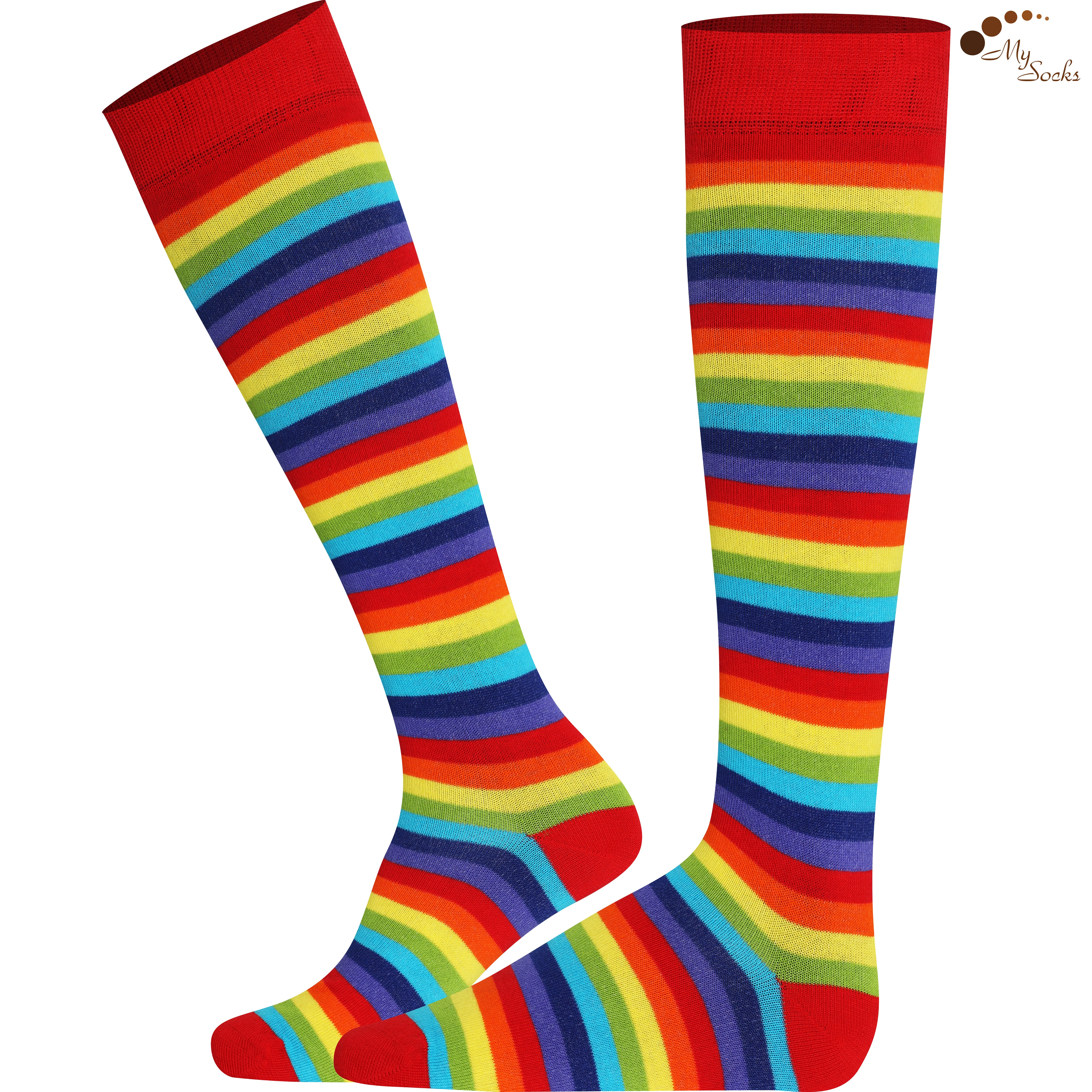 Mysocks Kids Knee High Socks - Multi Stripe Colorful Cotton
