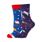 Kids Space Pattern Cotton Crew Socks - 2 Pairs | Seamless Toe