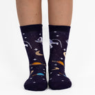 Kids Space Pattern Cotton Crew Socks - 2 Pairs | Seamless Toe