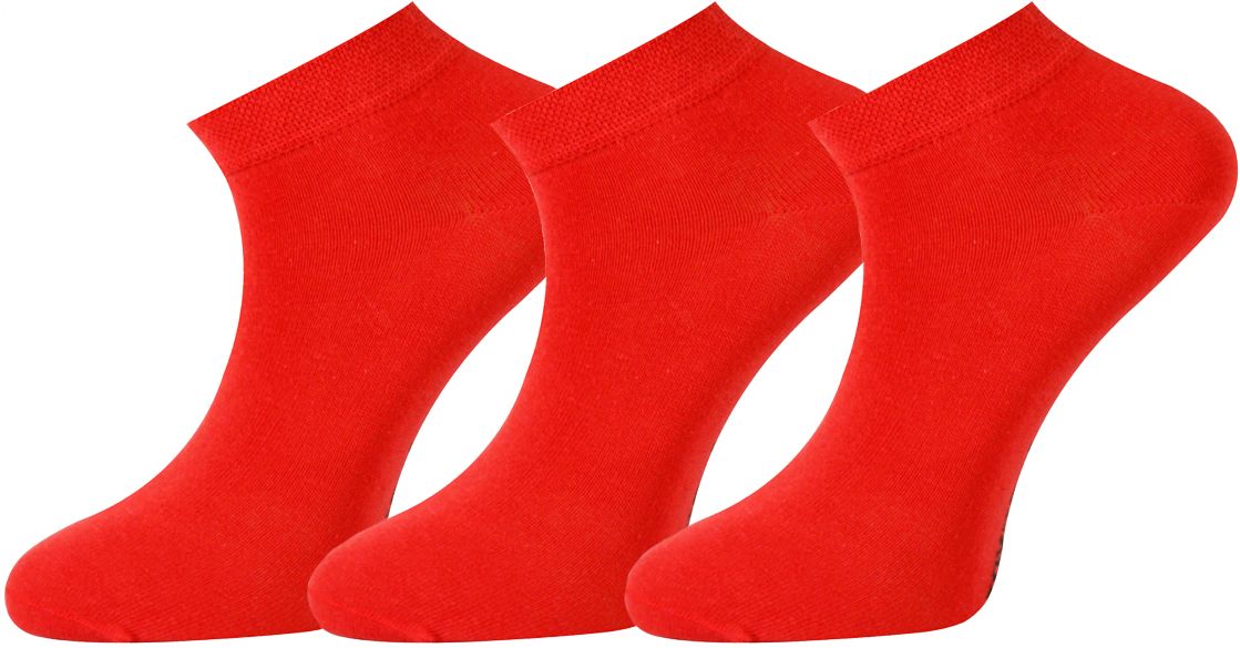 A multi-pair pack of red, extra-fine combed cotton trainer socks for men and women, featuring a comfortable seamless toe design.