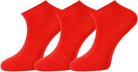 A multi-pair pack of red, extra-fine combed cotton trainer socks for men and women, featuring a comfortable seamless toe design.
