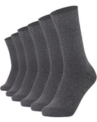 6 pairs of anthracite combed cotton crew socks with seamless toe for men and women