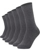 6 pairs of anthracite combed cotton crew socks with seamless toe for men and women