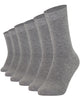 6 pairs of grey combed cotton crew socks with seamless toe for men and women