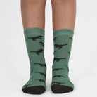 Mysocks Kids 3 pairs of crew socks featuring green, yellow, and navy dinosaur patterns.