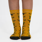 Mysocks Kids 3 pairs of crew socks featuring green, yellow, and navy dinosaur patterns.