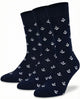 3 pairs of navy blue kids crew socks with white anchor design by Mysocks.