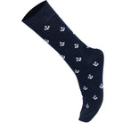 3 pairs of navy blue kids crew socks with white anchor design by Mysocks.