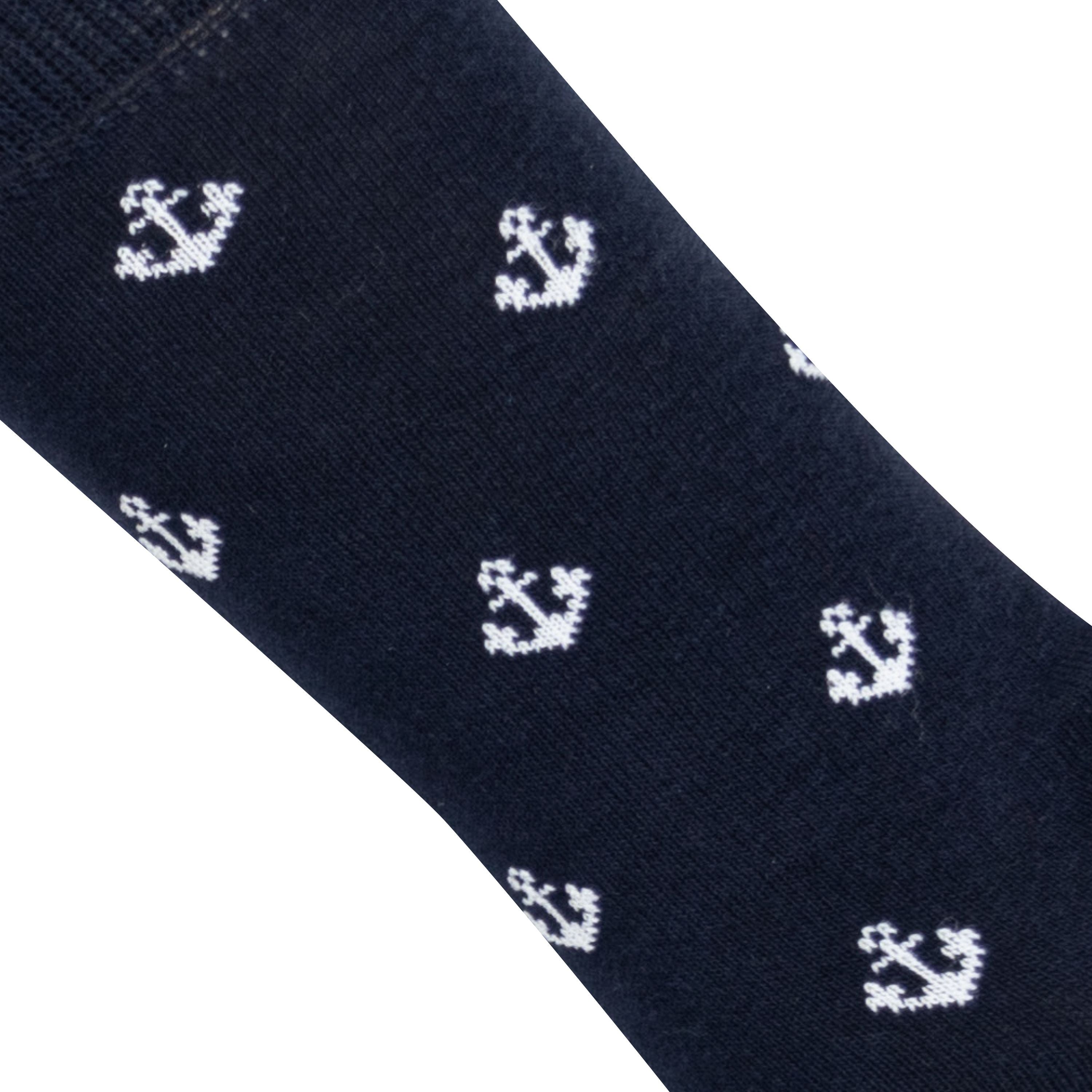 3 pairs of navy blue kids crew socks with white anchor design by Mysocks.