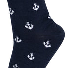 3 pairs of navy blue kids crew socks with white anchor design by Mysocks.
