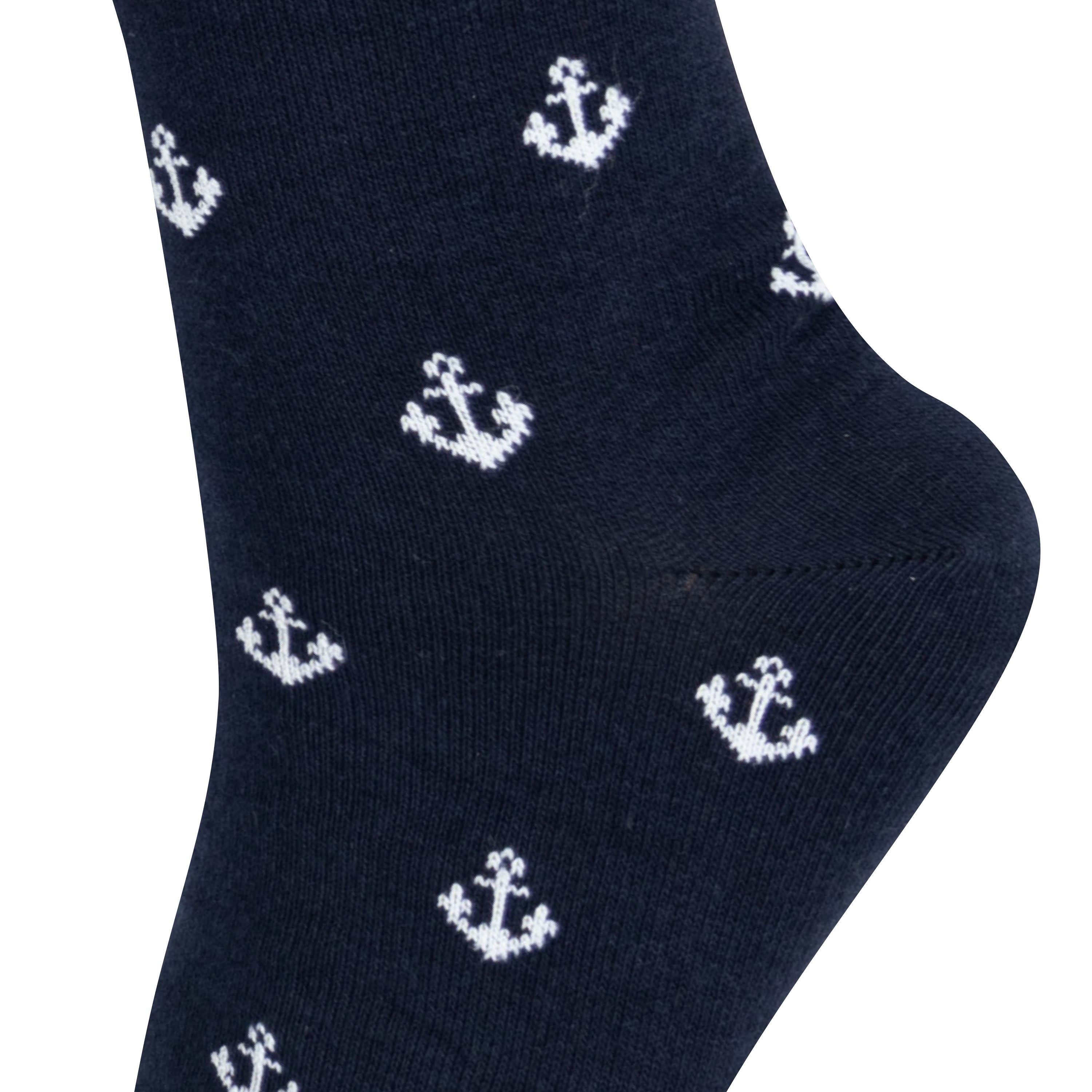 3 pairs of navy blue kids crew socks with white anchor design by Mysocks.