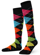 Red and black Mysocks kids knee high argyle socks featuring extra fine combed cotton and a seamless toe for comfort.