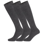 3 pairs of anthracite Mysocks plain kids knee-high socks made from combed cotton.