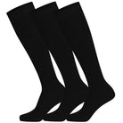 3 pairs of black Mysocks plain kids knee-high socks made from combed cotton.