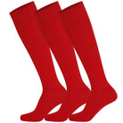 3 pairs of red Mysocks plain kids knee-high socks made from combed cotton.