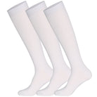 3 pairs of white Mysocks plain kids knee-high socks made from combed cotton.