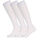 3 pairs of white Mysocks plain kids knee-high socks made from combed cotton.