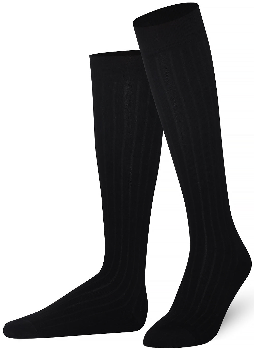 Black Mysocks plain ribbed knee high socks made of extra fine combed cotton.