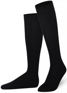 Black Mysocks plain ribbed knee high socks made of extra fine combed cotton.