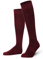 burgundy Mysocks plain ribbed knee high socks made of extra fine combed cotton.