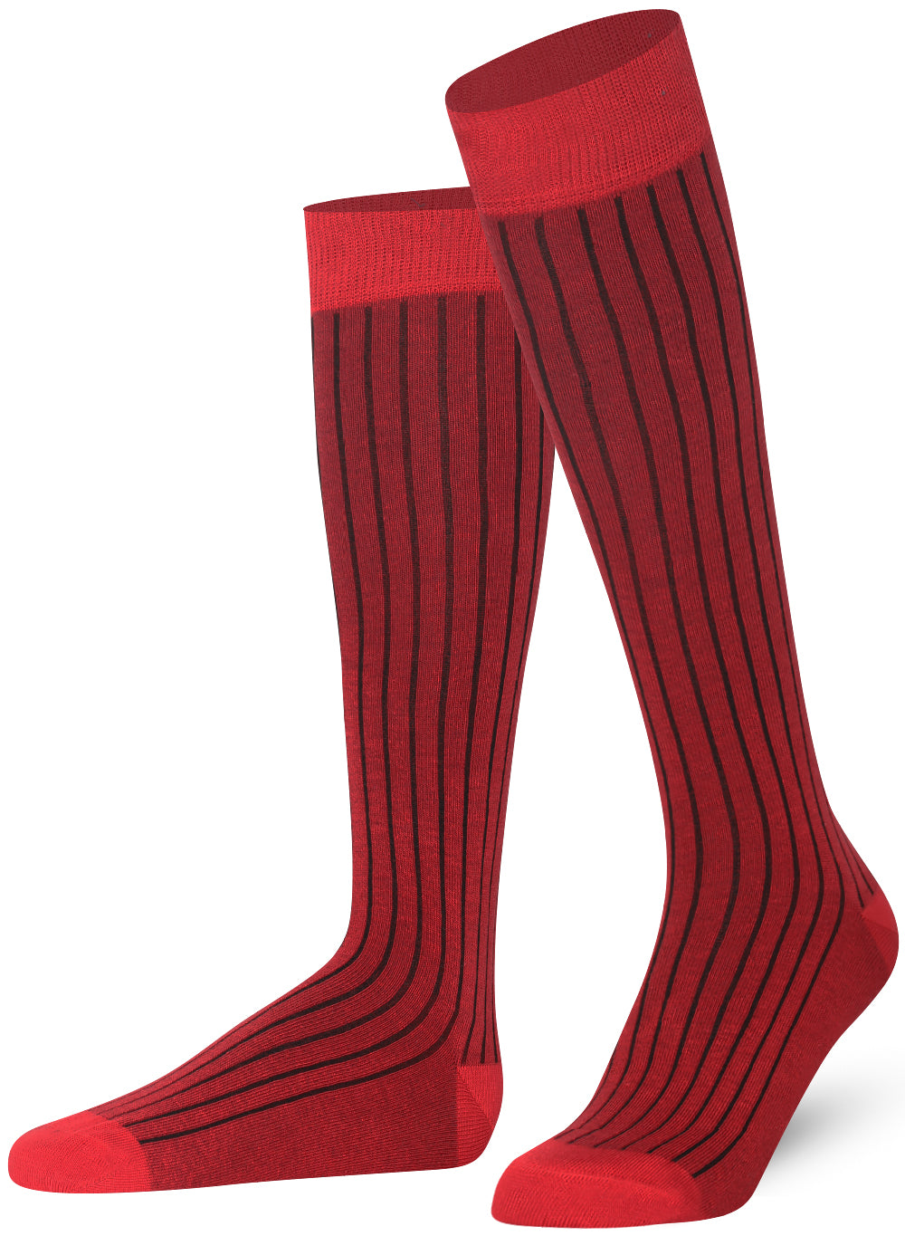 Red Mysocks plain ribbed knee high socks made of extra fine combed cotton.