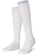 White Mysocks plain ribbed knee high socks made of extra fine combed cotton.