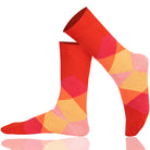 Colorful patterned socks on a white background