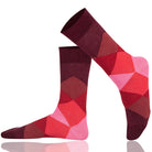Mysocks unisex diamond design crew red geometric pattern, featuring a seamless toe