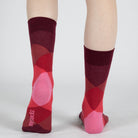 Mysocks unisex diamond design crew red geometric pattern, featuring a seamless toe