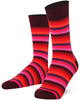 Mysocks unisex multi-colour striped crew socks in green, yellow, and khaki and purple and pink.