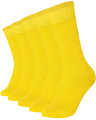 Mysocks men women socks plain yellow 5 Pair Pack Seamless Toe Cotton Socks
