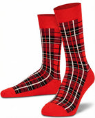 Mysocks Unisex Red Tartan Checkered Crew Socks
