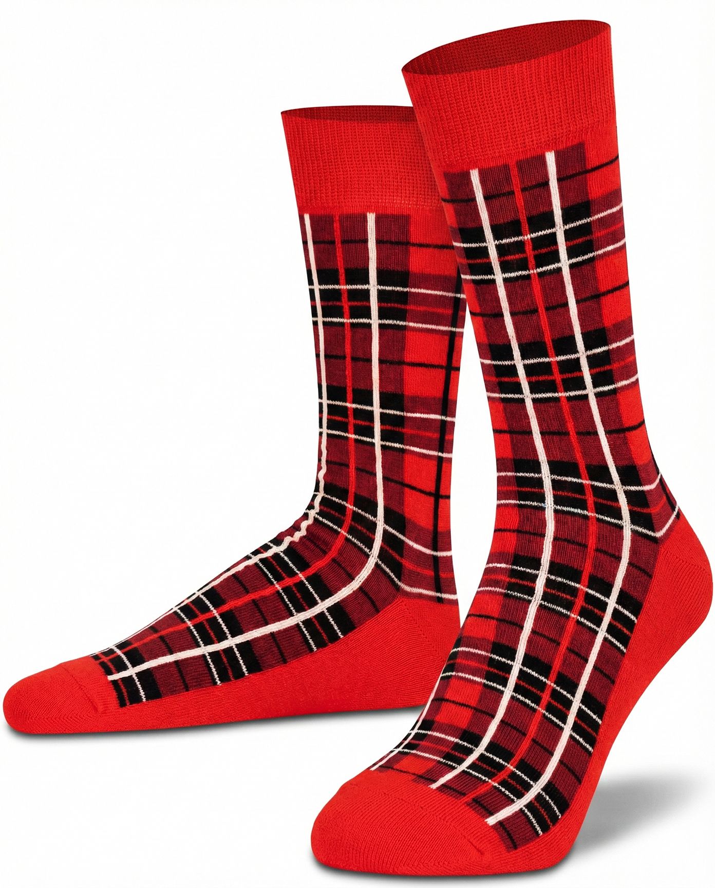 Mysocks Unisex Red Tartan Checkered Crew Socks