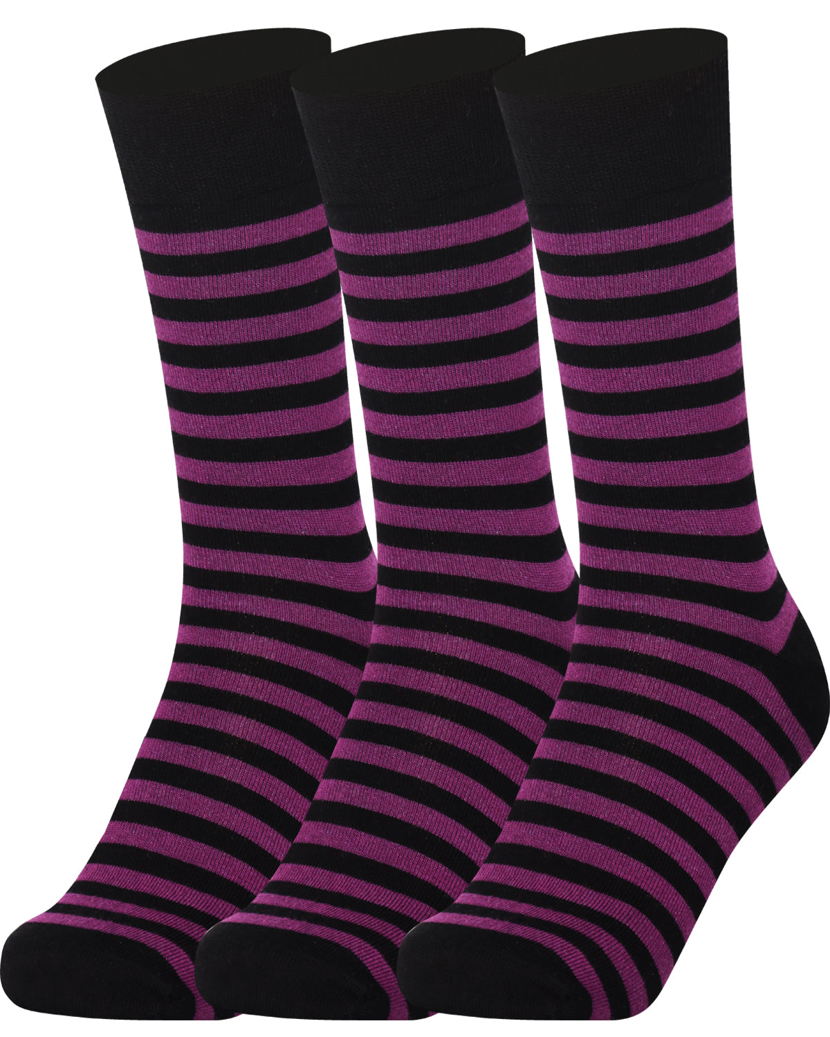 Mysocks men women socks stripe balck and purple 3 Pair Pack Seamless Toe Cotton Socks