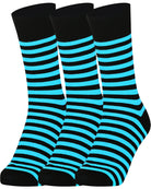 Mysocks men women socks stripe black and blue 3 Pair Pack Seamless Toe Cotton Socks