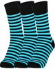 Mysocks men women socks stripe black and blue 3 Pair Pack Seamless Toe Cotton Socks