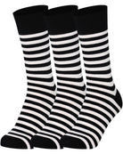 Mysocks men women socks stripe black and white 3 Pair Pack Seamless Toe Cotton Socks
