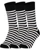 Mysocks men women socks stripe black and white 3 Pair Pack Seamless Toe Cotton Socks
