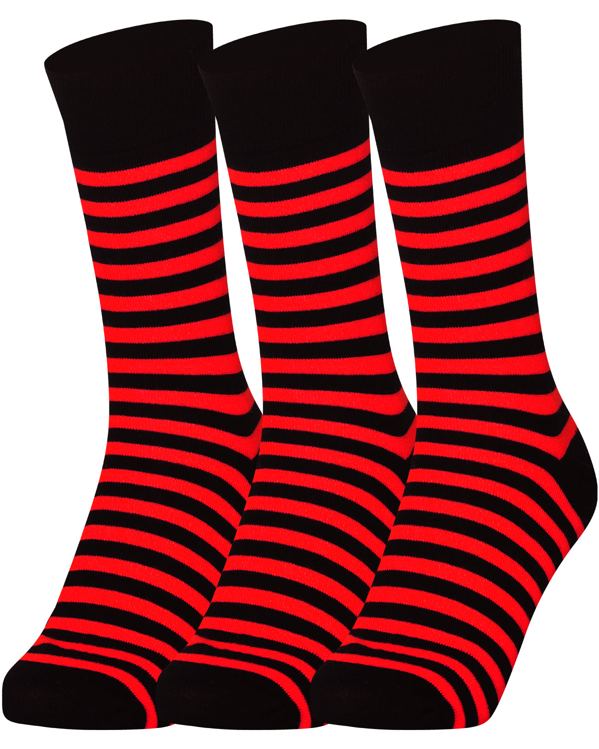 Mysocks men women socks stripe black and red 3 Pair Pack Seamless Toe Cotton Socks