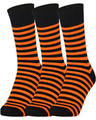 Mysocks men women socks stripe black and orange 3 Pair Pack Seamless Toe Cotton Socks