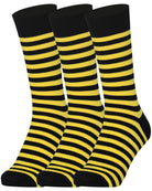 Mysocks men women socks stripe black and yellow 3 Pair Pack Seamless Toe Cotton Socks